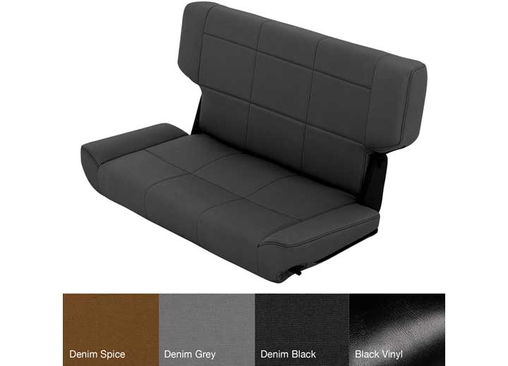 Smittybilt Black Denim Fold & Tumble Rear Seat For 1997-2006 Jeep Wrangler TJ LJ- Recon Recovery