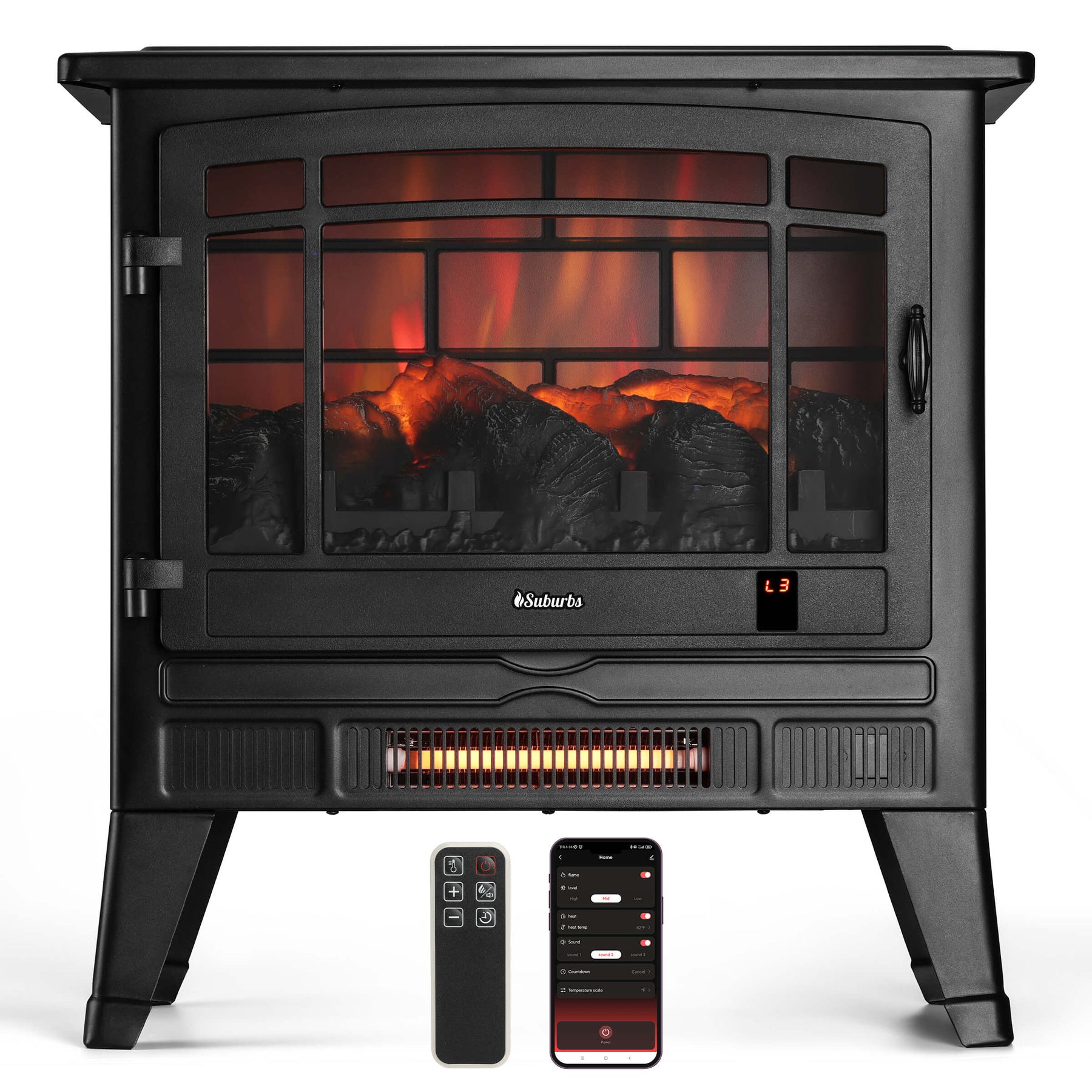 Remote Control for Suburbs TS25 Smart, FL27 Smart Electric Fireplace Stove Heater