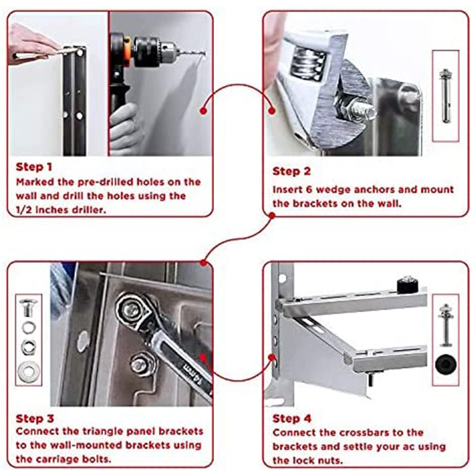 (Open Box) Wall Mounted Aluminum Bracket for Mini Spilt AC
