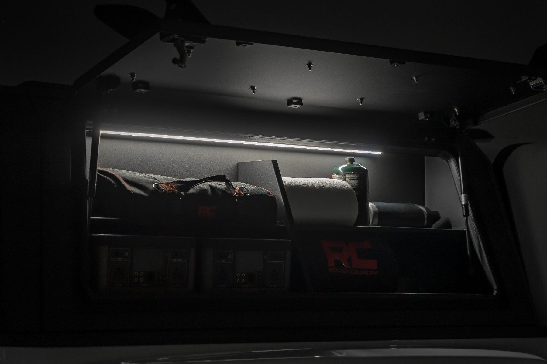 RC Modular Bed Cap Storage Bin Accessory (Passengers Side) + LED Lighting - Recon Recovery
