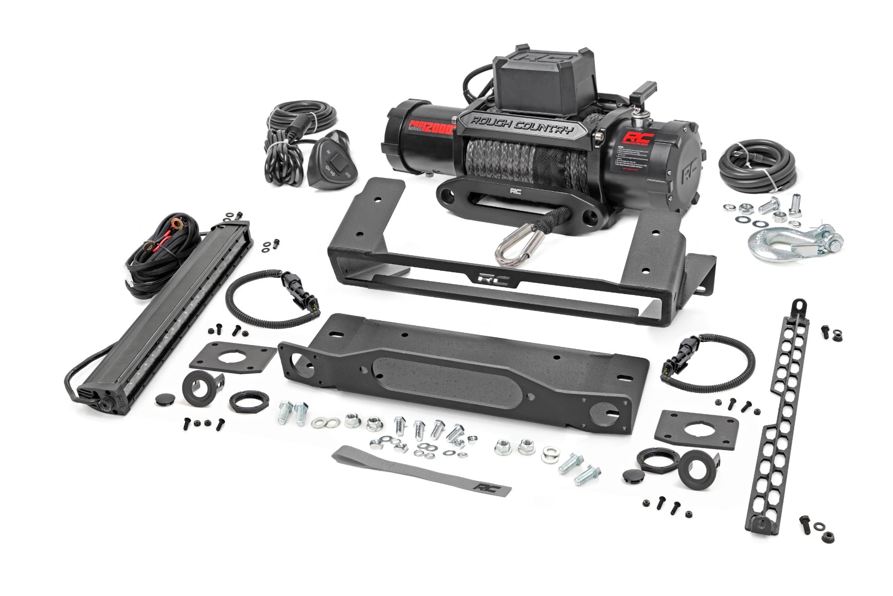 RC High Winch Mount for 2021-2026 Ford Bronco with Factory Metal Bumper + PRO 12,0000 Winch