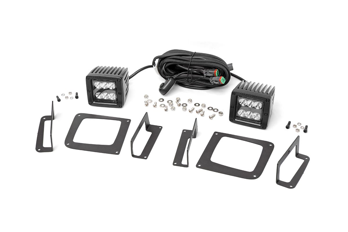 Rough Country Fog Mount 2 inch Black Pair LED Light Kit for 2014-2015 GMC Sierra 1500