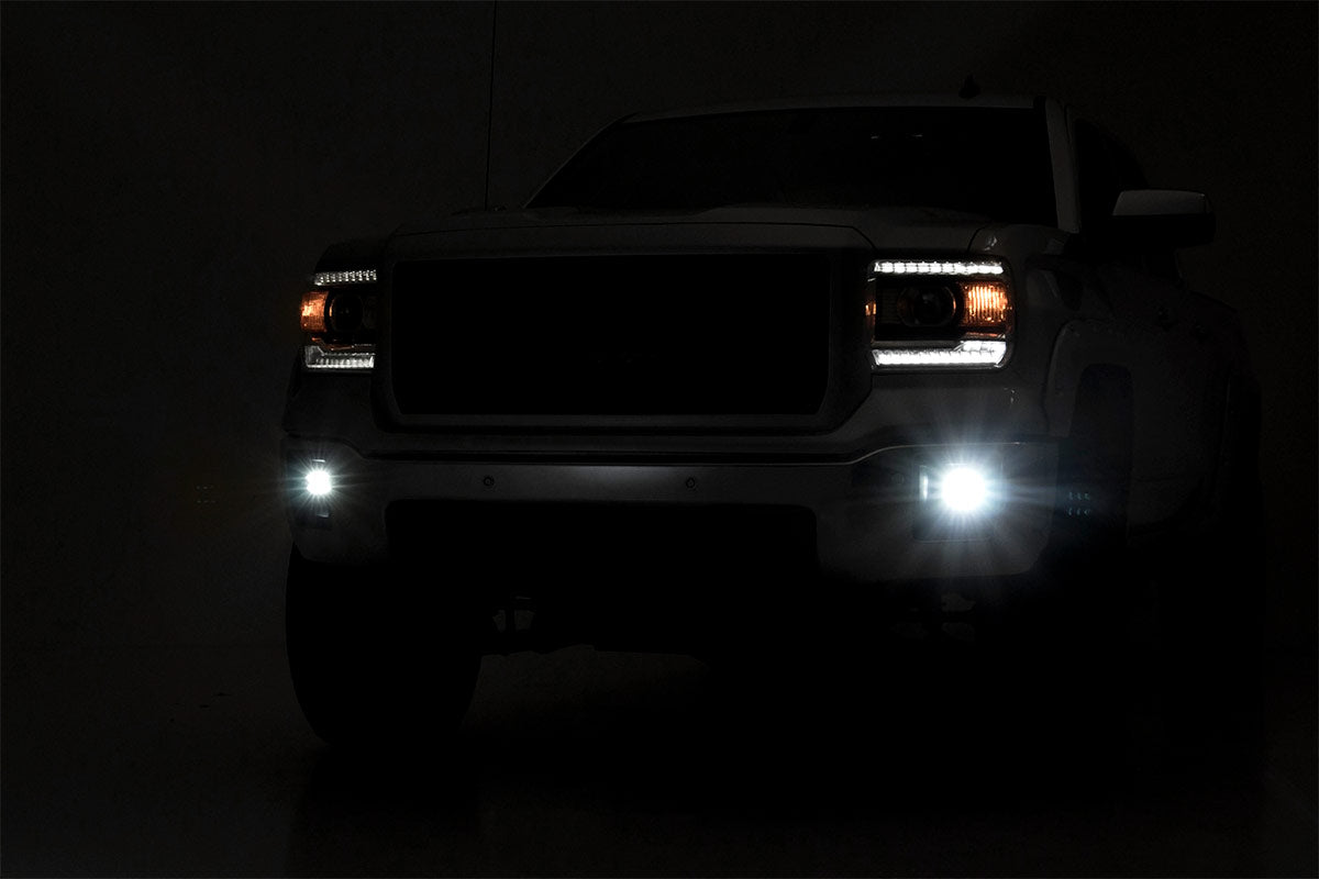 Rough Country Fog Mount 2 inch Black Pair LED Light Kit for 2014-2015 GMC Sierra 1500