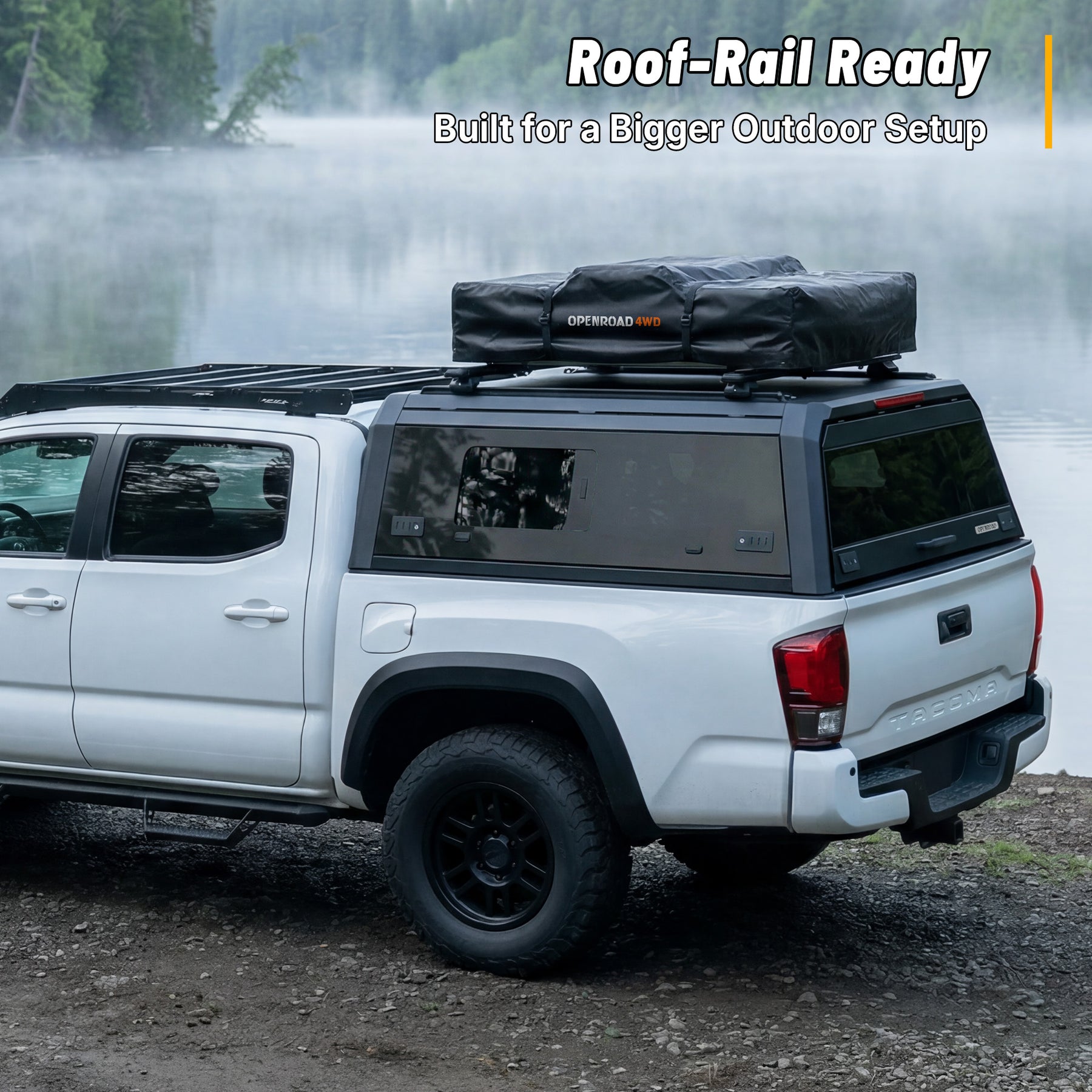 OPENROAD Bolt On Bed Cap with Sliding Side and Front Windows for 2019+ Jeep Gladiator JT