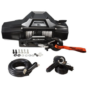 Mile Marker Mission Series Winch – 12V Military-Grade 12,000 lb Synthetic Rope Winch