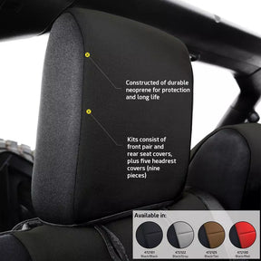 Smittybilt Black Neoprene Seat Cover Set Front & Rear For 2018-2025 Jeep Wrangler JL- Recon Recovery