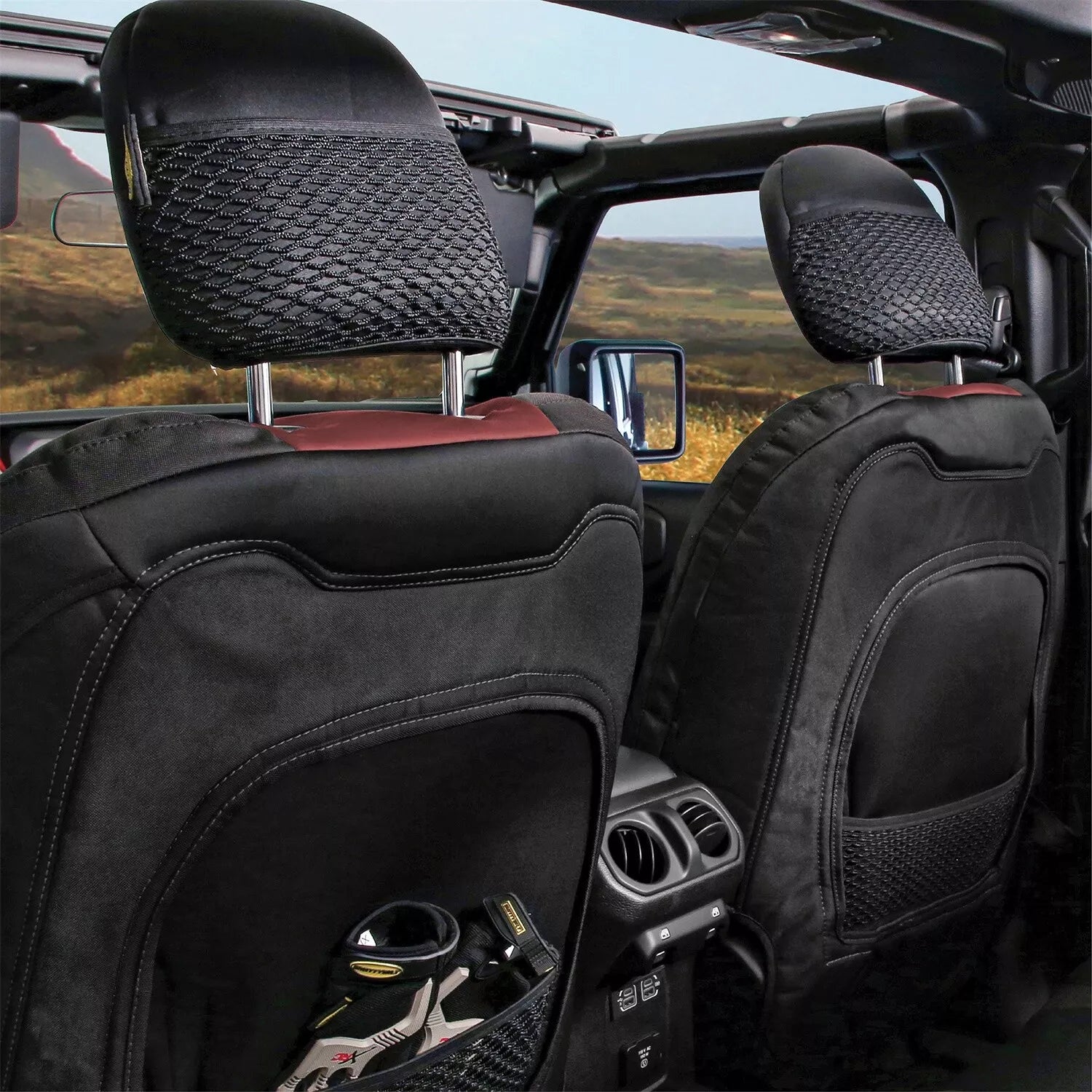 Smittybilt GEN2 Red Neoprene Seat Cover Set Front & Rear For 2018-2025 Jeep Wrangler JL - Recon Recovery