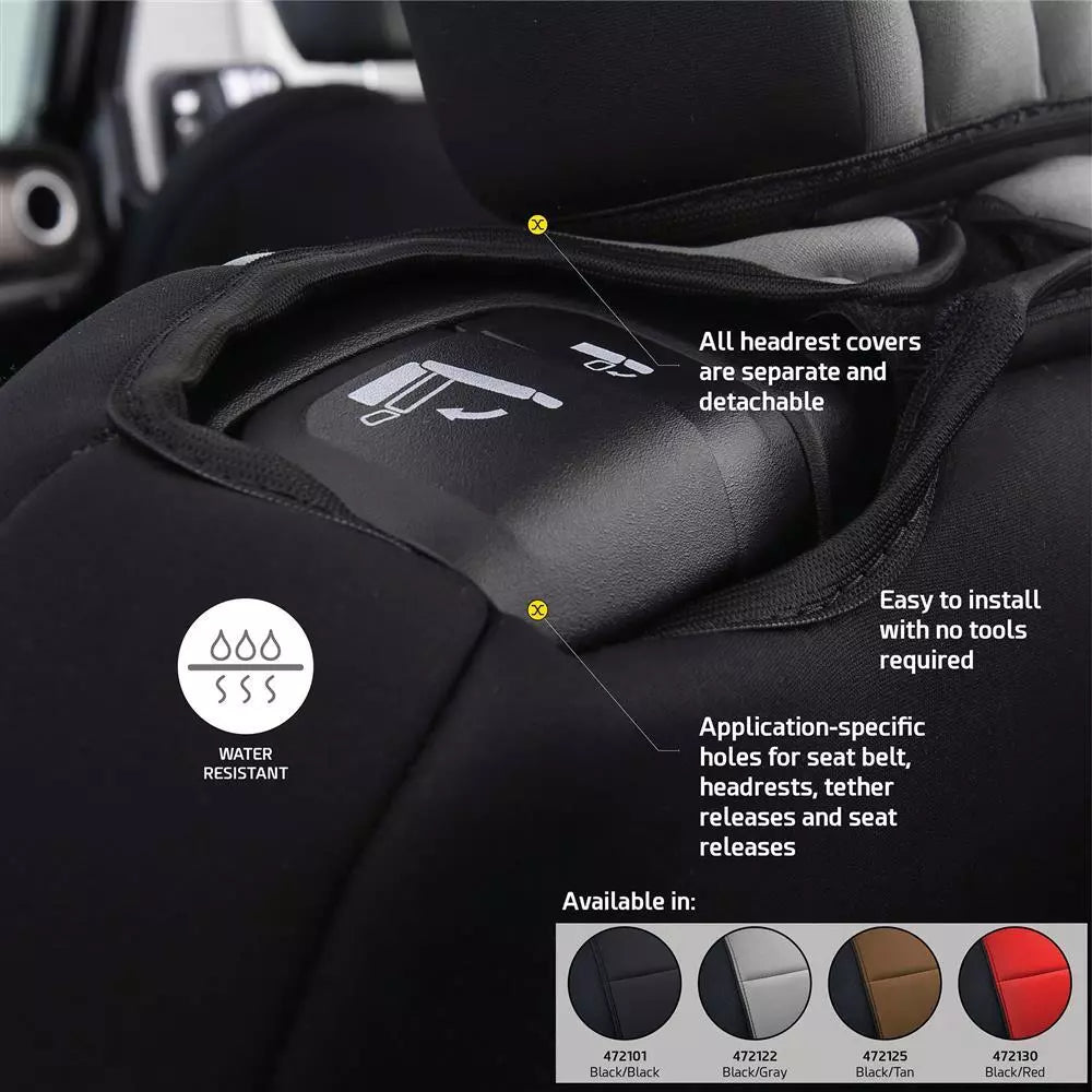 Smittybilt Black Neoprene Seat Cover Set Front & Rear For 2018-2025 Jeep Wrangler JL- Recon Recovery