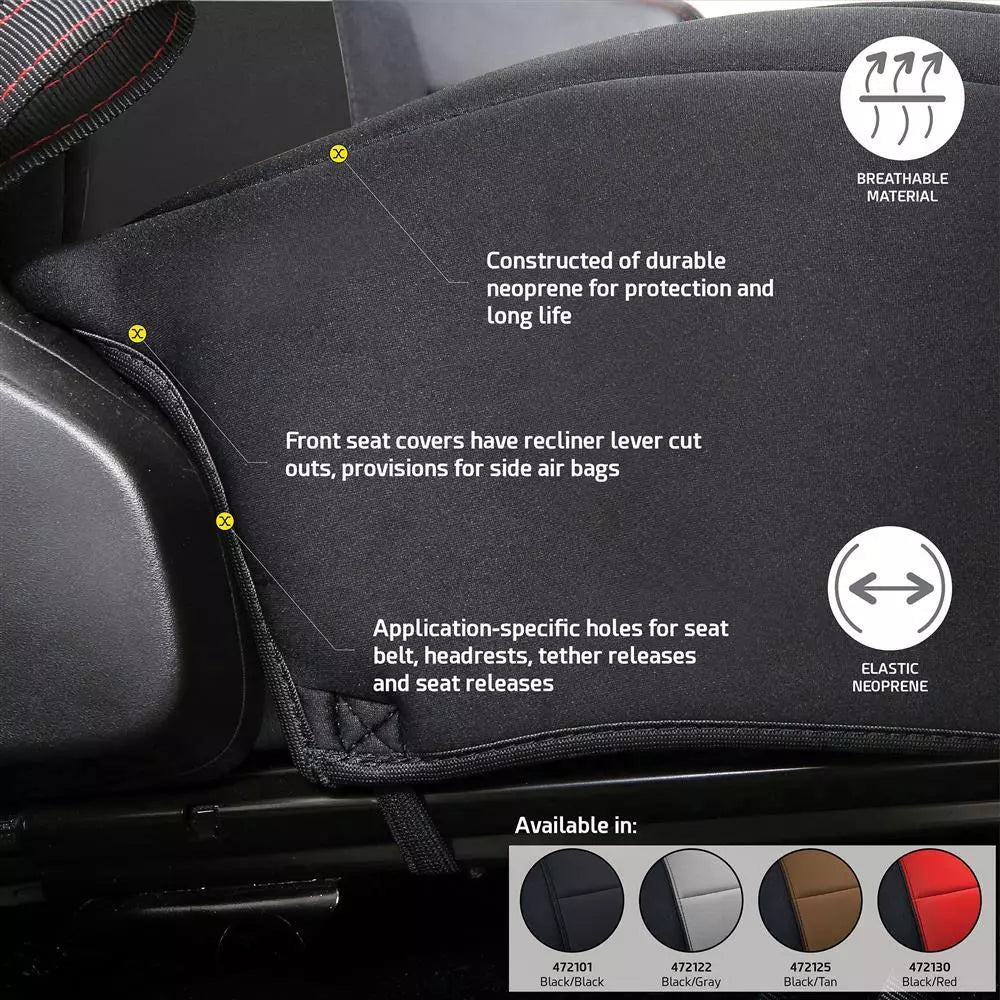 Smittybilt Black Neoprene Seat Cover Set Front & Rear For 2018-2025 Jeep Wrangler JL- Recon Recovery