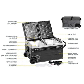 Smittybilt Waypoint Dual Zone 75L Fridge & Freezer with Chargeable Battery - Recon Recovery