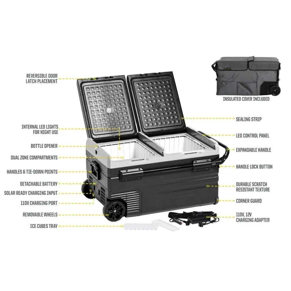 Smittybilt Waypoint Dual Zone 75L Fridge & Freezer with Chargeable Battery - Recon Recovery