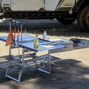 Smittybilt All-in-One Outdoor Kitchen Station - Fold-Up Stainless Steel Camp Kitchen