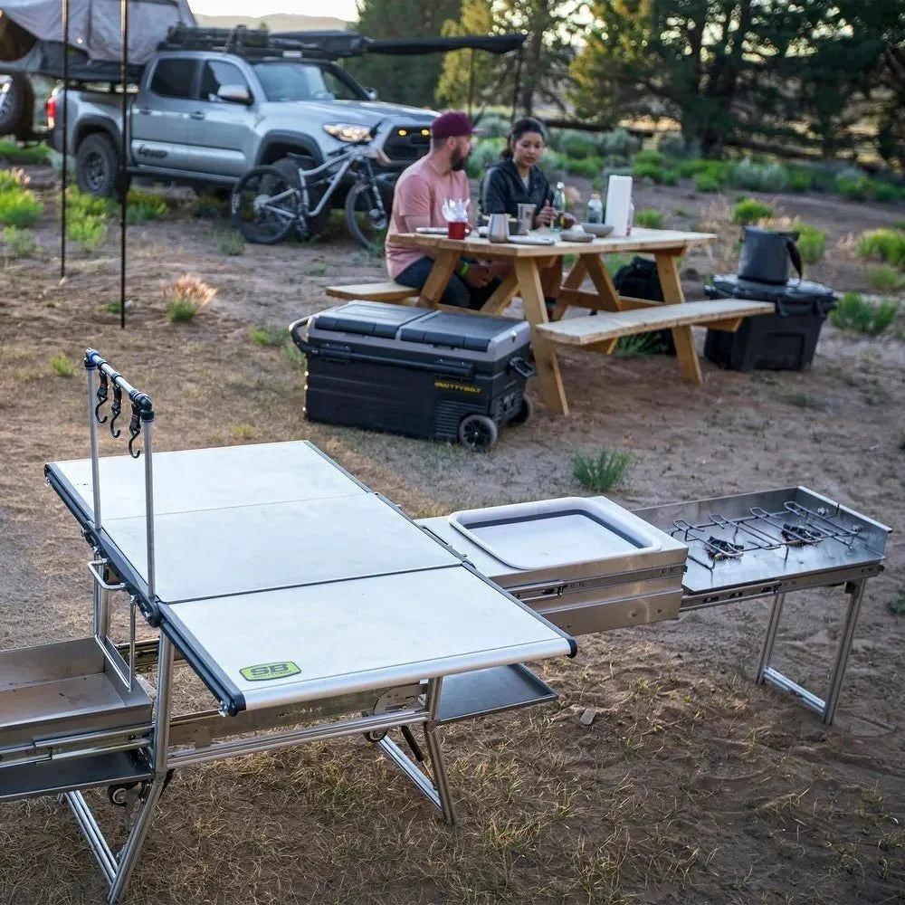 Smittybilt All-in-One Outdoor Kitchen Station - Fold-Up Stainless Steel Camp Kitchen