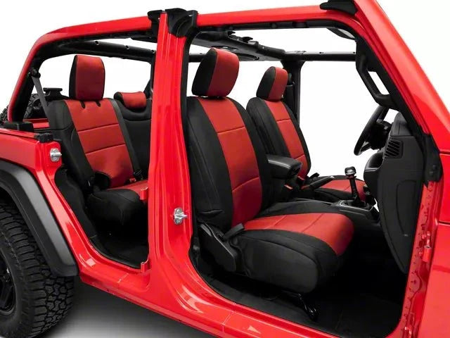 Smittybilt GEN2 Red Neoprene Seat Cover Set Front & Rear For 2018-2025 Jeep Wrangler JL - Recon Recovery