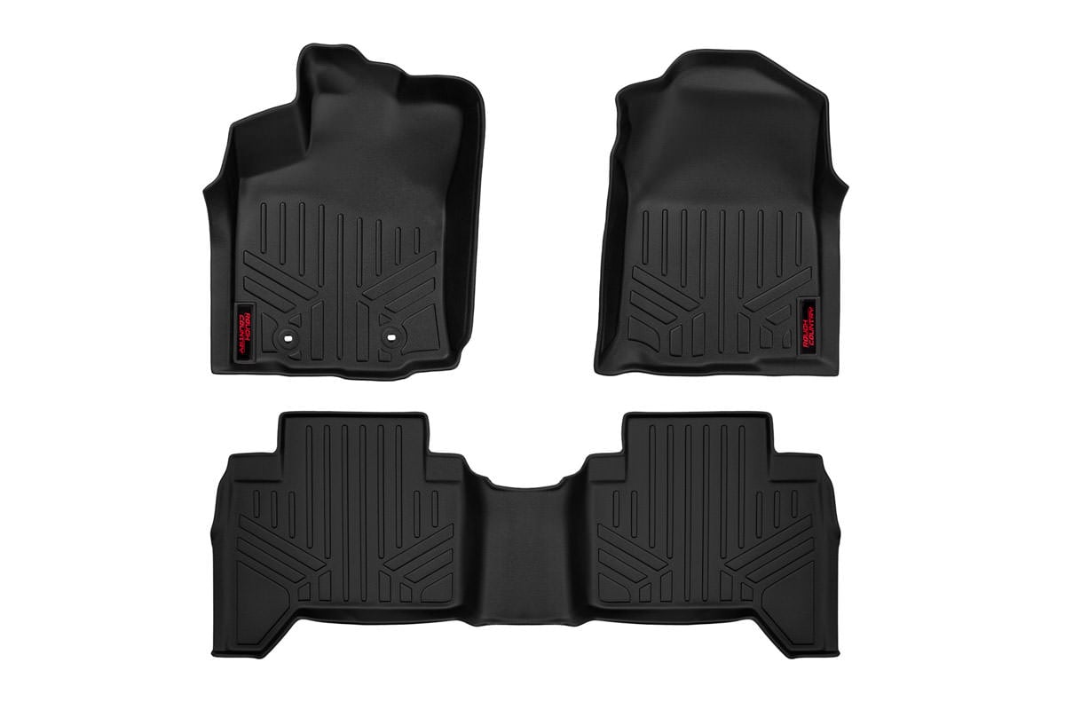 Rough Country Floor Mats | Front & Rear | Extended Cab | Silverado Sierra 1500/2500HD/3500HD 2WD/4WD ( 2014-2019)