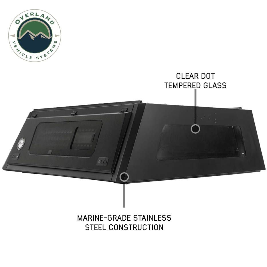 OVS Expedition PRO+ Stainless Steel Truck Cap with Full Windows for 2020-2025 Jeep Gladiator JT