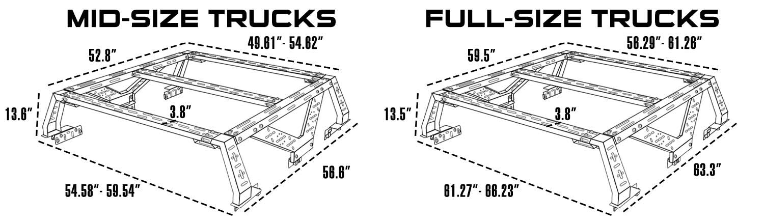 OVS Mid Height Overland Bed Rack for All Mid Size Trucks Universal Fitment - Recon Recovery