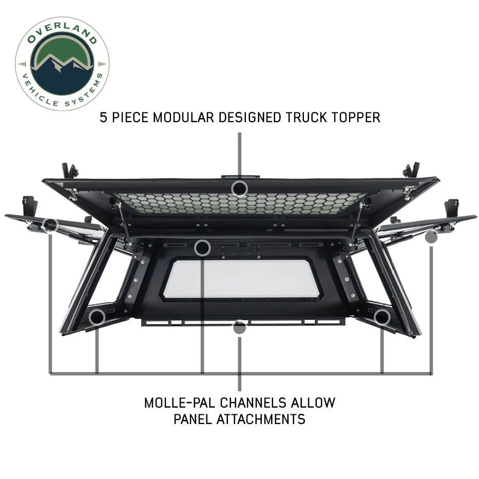 OVS Expedition PRO+ Stainless Steel Truck Cap with Full Windows for 2016-2023 Toyota Tacoma 5ft